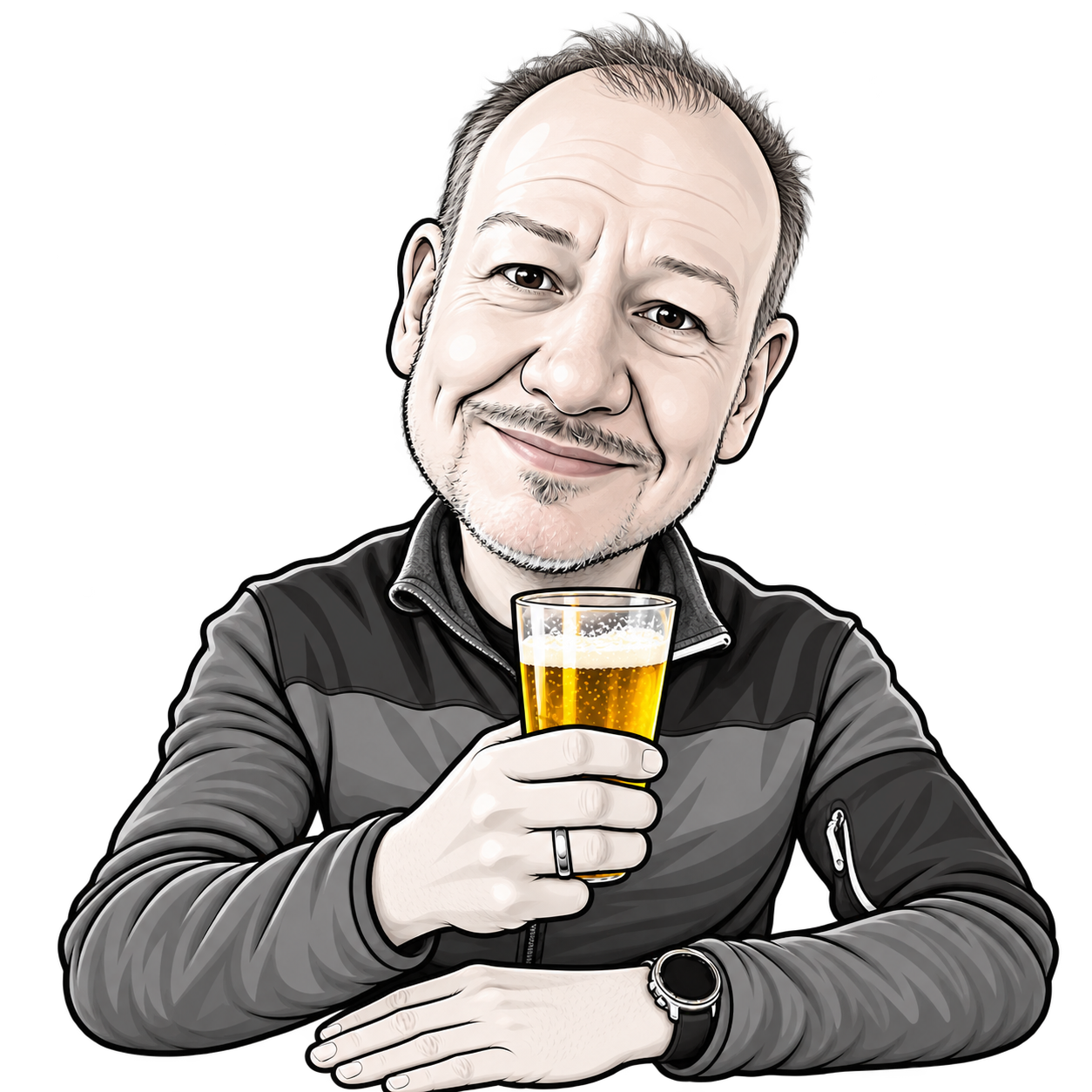 Karikatur von Uli mit Bierglas